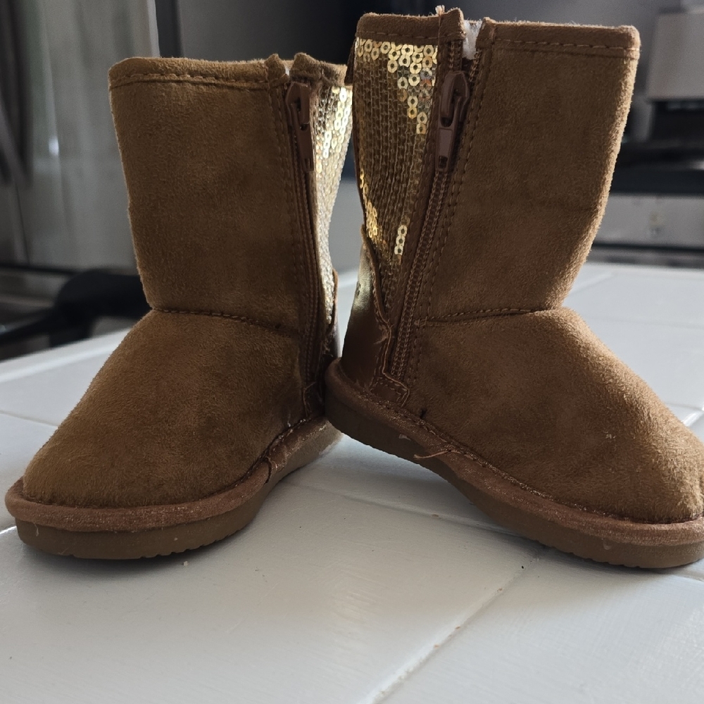 Oshkosh Brown Suede Boots with Gold Sequins